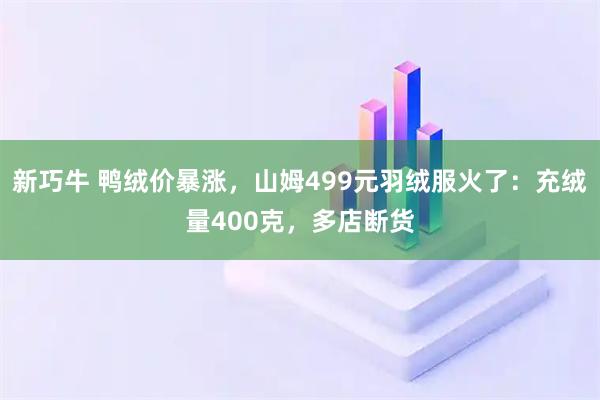新巧牛 鸭绒价暴涨，山姆499元羽绒服火了：充绒量400克，多店断货